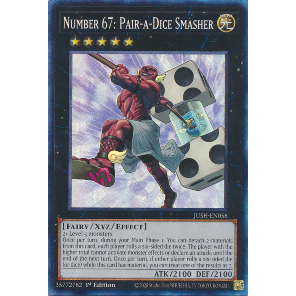 Yu-Gi-Oh! TCG - Justice Hunters - JUSH-EN058 - Number 67: Pair-a-Dice Smasher - Collector's Rare (1st Edition)